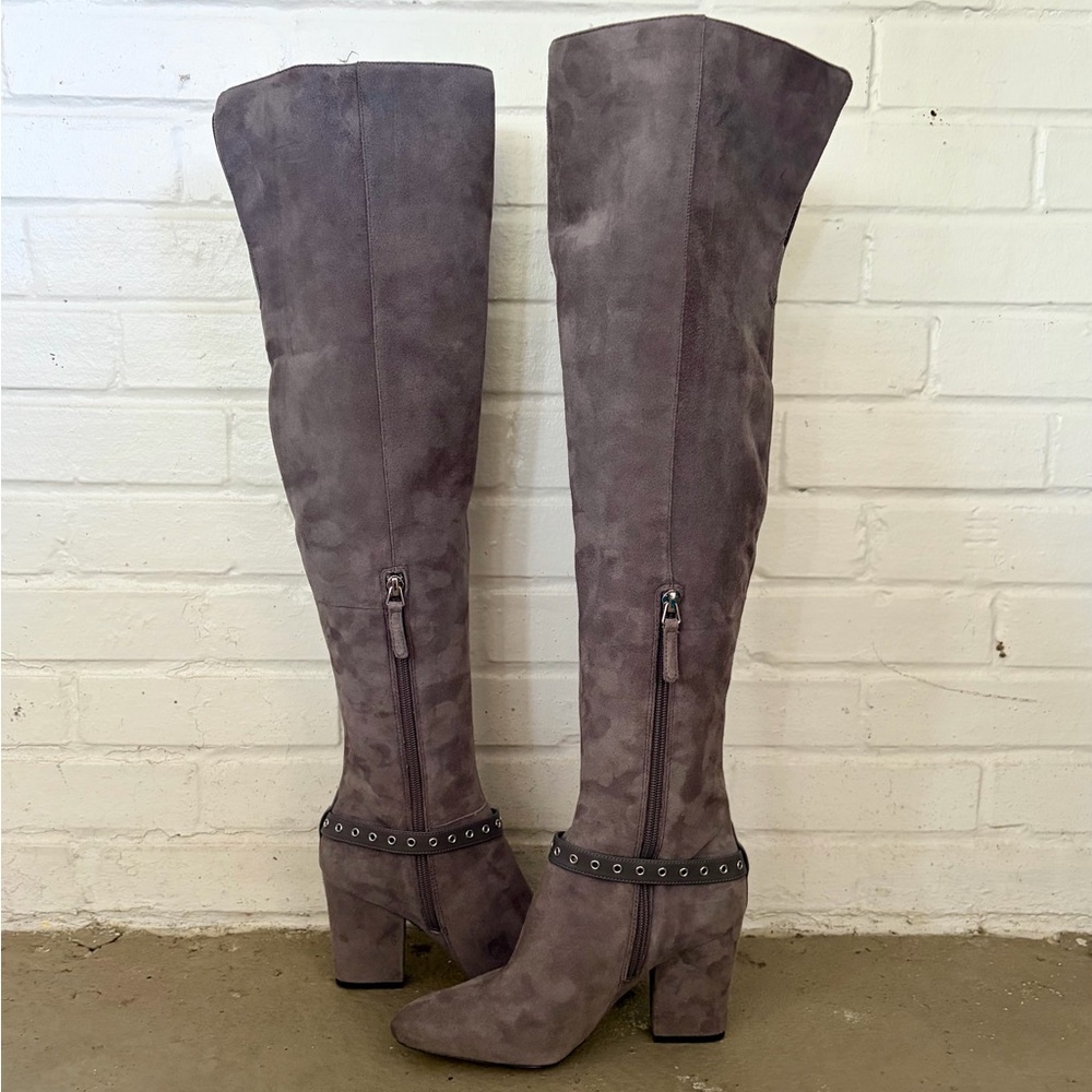 Nine West Women's Sandor Knee High Boots in Dark Grey Suede, SZ 6.5 - Picture 4 of 13